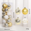 Lot de 24 boules de Noël dorées de 8cm avec finitions pailletées et mates - Lot de 24 / Platine