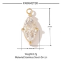 Macro shot of gold stainless steel marquise pendant with zircon showing size and weight - Gold Marquise (VG092)