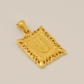 Collier doré carré en acier inoxydable avec pendentif ajouré et lettre J texturée - J-Pendentif Seul