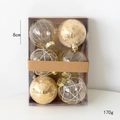 Set di 6 palline di Natale da 8 cm in oro, bianco e motivi a maglia trasparente - 8cm (Confezione da 6) / Oro