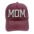 Burgundy washed cotton baseball cap with white MOM 3D embroidery on the front - Adjustable / Washed Red-MOM Embroidery