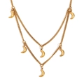 Collana a doppio strato in acciaio inossidabile placcato oro 18K con ciondoli luna - Oro