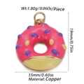 Pink and purple donut charm pendant in copper for DIY jewelry making and crafts - Pink & Purple Donut (CX149-04)