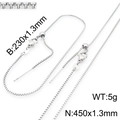 Adjustable 1.3mm silver box chain necklace and bracelet with slider bead closure - Box Chain Bracelet / Steel