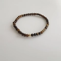 Tiger eye natural stone beaded bracelet with a single gold accent bead for women - Tiger Eye Bracelet 4MM