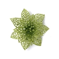 Glittery green 15cm artificial poinsettia flower for Christmas tree decoration - Army Green