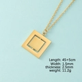 Gold stainless steel necklace featuring a rotatable double-layer square pendant and chain - Double Layer Rotatable Square (Gold) / Gold