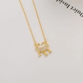 Elegant gold titanium necklace featuring a traditional Ruyi lock pendant with white rhinestones - Micro-inlaid Peace Lock