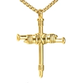 Collana con ciondolo a croce in acciaio al titanio dorato con design a chiodo punk - Solo ciondolo / Oro