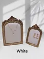 Detail of vintage gold embossed frame jewelry display for necklaces and pearl earrings - Small 18.5*12 / White
