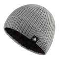 Detalle del gorro de punto gris con forro polar negro y etiqueta de copo de nieve - L (58-60cm) / Gris