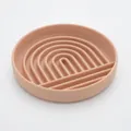 Pink silicone slow feeder bowl with rainbow ridges for pet dogs or baby food - High Quality Bowl / Lotus root pink