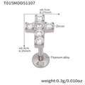 Titanium alloy cross labret stud with inlaid zircons for minimalist body piercing style - Steel Color Lip Stud (T015)