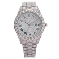 Orologio lusso donna argento con strass integrali, numeri romani e datario incorporato - Argento