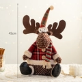 Christmas reindeer plush doll 45cm with red plaid jacket and striped scarf decor - Reindeer Brother / 45cm