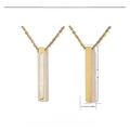 Detail showing dimensions 33x3mm and 3.2g weight for gold stainless steel bar pendant - Gold White Acrylic Bar Pendant
