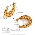 Vintage 18K gold plated heart hollow U-shaped stainless steel hoop earrings for women - Hollow Heart U-Shaped Hoop Earrings - Gold