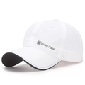 Breathable white quick-dry baseball cap with black underbrim and DING HAN side logo - White
