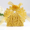 Golden laser-cut butterfly gift box with matching ribbon for weddings and parties - Gold