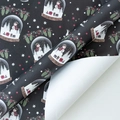 Christmas wrapping paper with snowman snow globe and fir cone pattern on black background - Star Gift / 50*70CM