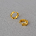 Orecchini a cerchio minimalisti in ottone placcato oro con strisce verticali - Oro