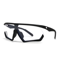 Retro oversized zonnebril met zwart frame en heldere glazen met blauwe neusbrug details - C6 Zwart Frame Heldere Lens