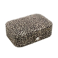 Portable leopard print PU leather jewelry box with silver metal snap button closure - Leopard Print / 16*11*5cm
