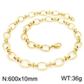 Elegante collana a catena in acciaio inossidabile dorato stile hip hop con moschettone - Oro 600x10mm(KN228744-Z)
