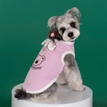 Pink dog polo shirt with bear print and D-ring for leash attachment in summer - Pink Cardigan Vest