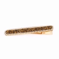 Elegant gold-tone hair clip featuring sparkling champagne and clear rhinestones - Gold