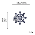 Blue nautical ship wheel and white anchor embroidered iron-on patch DIY decor - GZ-2544