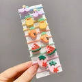 Set of kids cartoon elastic hair ties featuring cute fruit and vegetable resin charms - Fruit 10Pcs Set
