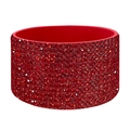 Sparkling red silicone cup sleeve with diamond texture for tumblers and sports bottles - Red Rhinestone/Red Sleeve