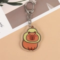 Porte-clés Capybara mignon en acrylique orange avec crochet en métal argenté - Style 11 [N° B243]