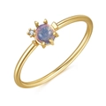 18K gold ring featuring a round blue-purple iridescent zircon on a slim golden band - 16mm / Blue-Purple Color Change Stone