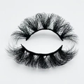 Macro detail of 20mm faux mink eyelashes with thick Russian volume and messy curl style - B8809-20F