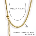 2mm golden stainless steel snake chain necklace with lobster clasp and adjustable length - 2.0mm Wheat Chain - Gold