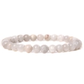 Handmade 6mm greyish-white natural stone beaded stretch bracelet with marble texture - White Crazy Lace Agate