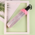 Transparante opvouwbare paraplu met roze rand en zwart handvat voor dagelijks gebruik - Handmatig/10 Baleinen/Groot / Transparant roze