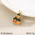Pendentif maison hantée dorée avec émail noir et orange pour bijoux DIY 14x10mm - Maison Hantée (KLJ10368-ZLA)