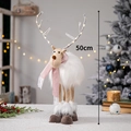 Figurine de renne en peluche de Noël avec écharpe rose et bottes duveteuses pour la maison - Renne Blanc Sans Chapeau
