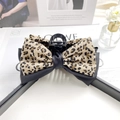Large leopard print bow hair claw clip for women's elegant updo hair styling - Light Leopard Print
