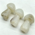 Three translucent cream-white crystal mushroom ornaments in 35mm polished stone finish - Agate