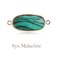 Green malachite connector with oval gold plated frame for DIY jewelry making - Malachite Gold