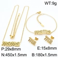 Detaillierte Größenparameter des goldenen Mama Schmucksets mit Halskette Ohrringen und Armband - Gold 3-Teiliges Set (Halskette+Armband+Ohrringe)