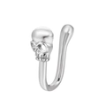 Silver skull non-piercing U-shaped nose clip with zircon micro-pave for women - Silver Skull (8781)