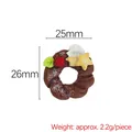 Mini chocolate resin donut pendant with red berries and yellow star cookies for DIY crafts - Coffee Christmas Bread Donut