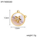 Macro d'un pendentif étoile dorée de 1,3 cm avec incrustation de nacre pour bijoux DIY - XP17400D2E0-Étoile en coquille blanche dorée double boucle