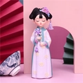 Purple retro Qing dynasty girl figurine with floral pattern and purple windmill - -27 Medium Windmill