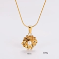 Detail of 19mm gold flower necklace pendant with pearl center and 6g weight data - Flower Pearl Style (款式2)